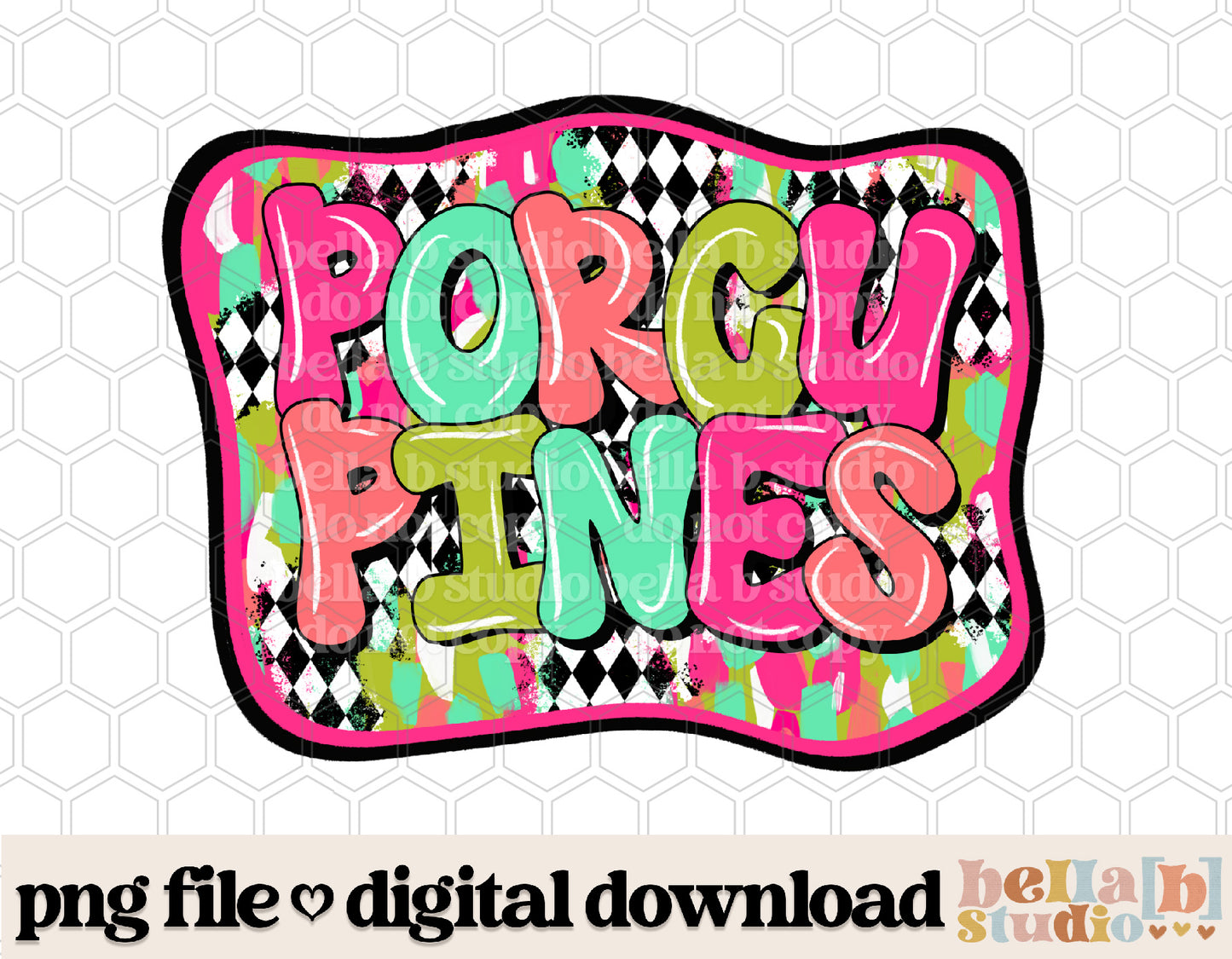 Porcupines - Diamond Brushstrokes Mascot PNG