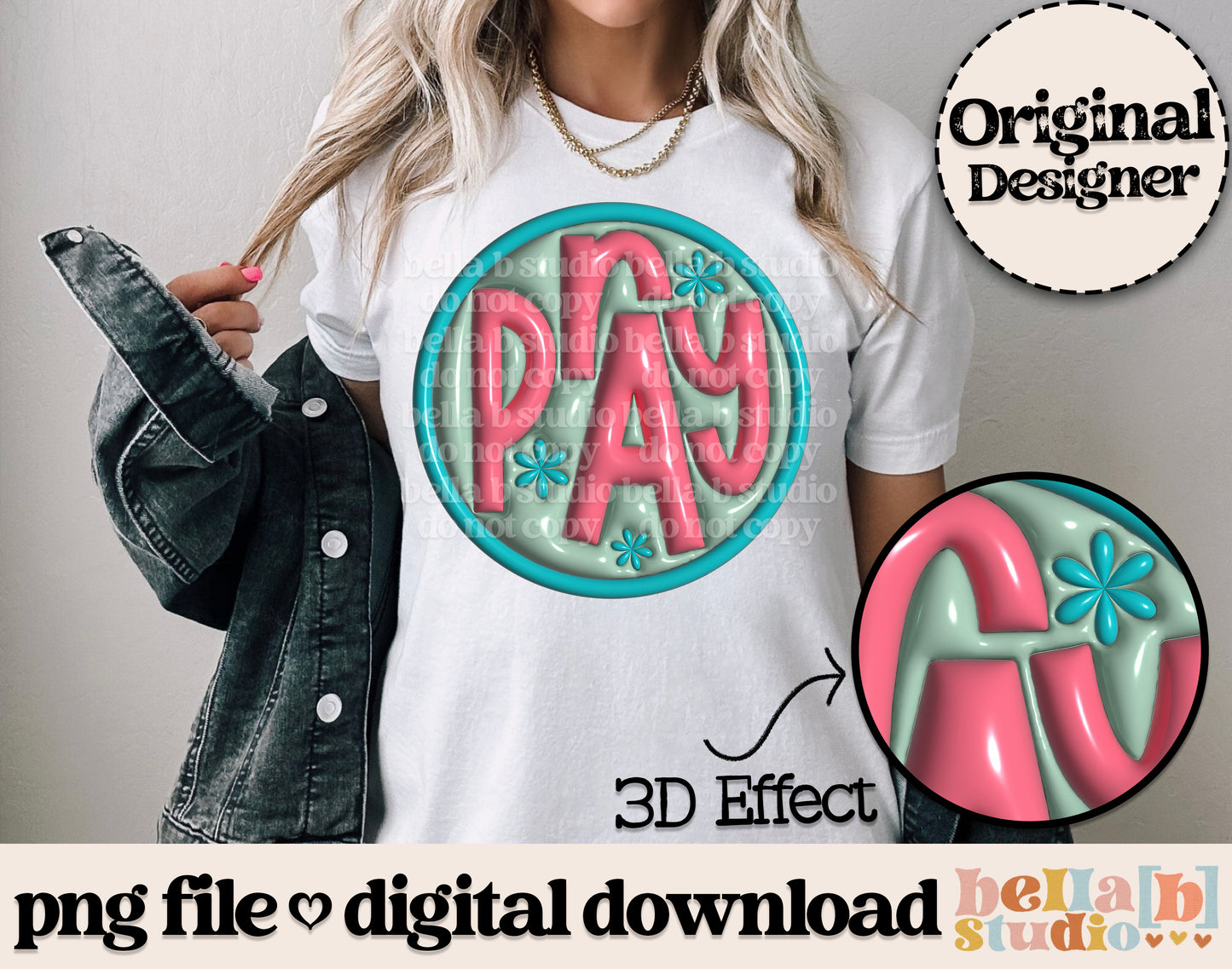 PRAY 3D Inflated PNG Design