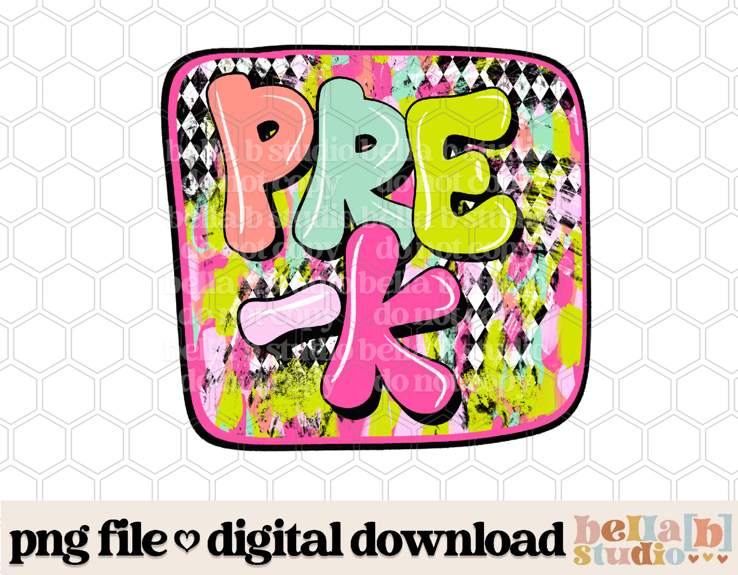 Diamond Strokes Pre-K Pink PNG Design