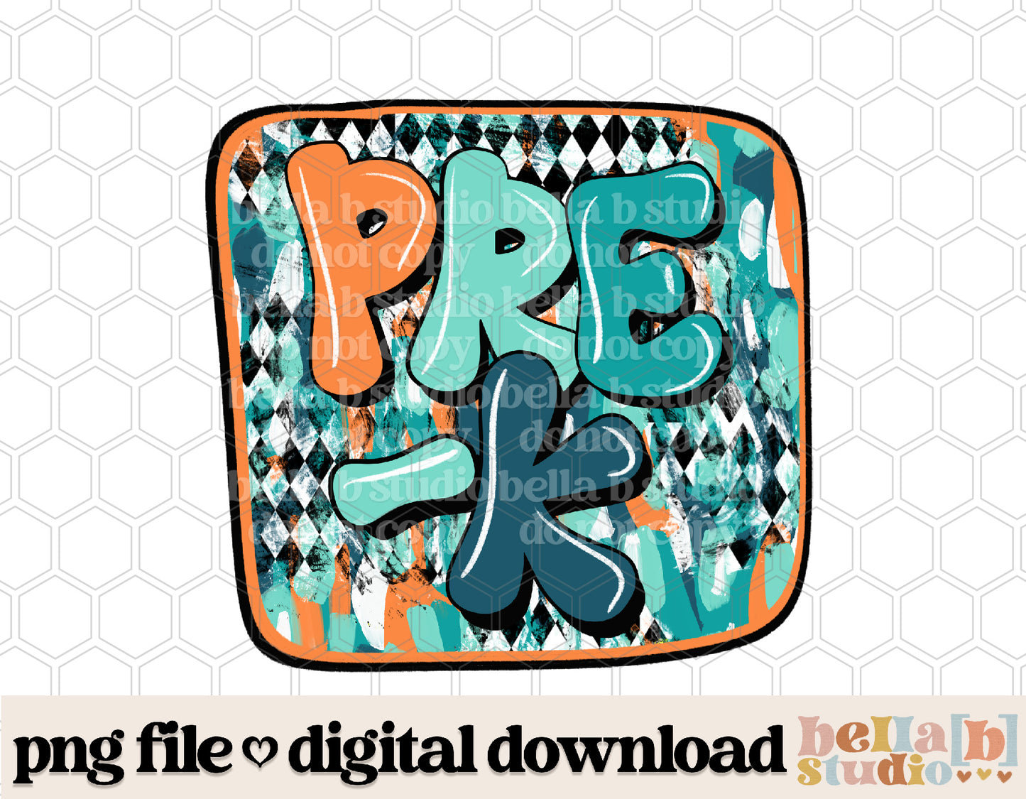 Diamond Strokes Pre-K Teal PNG Design