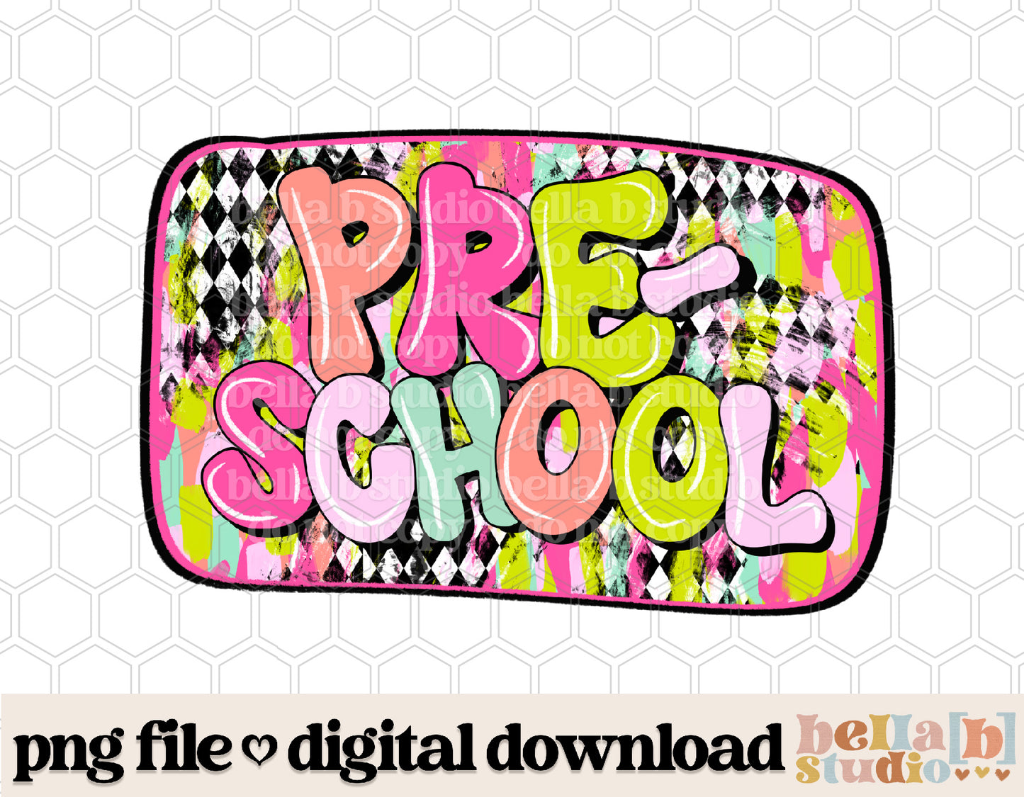 Diamond Strokes Pre School Pink PNG Design
