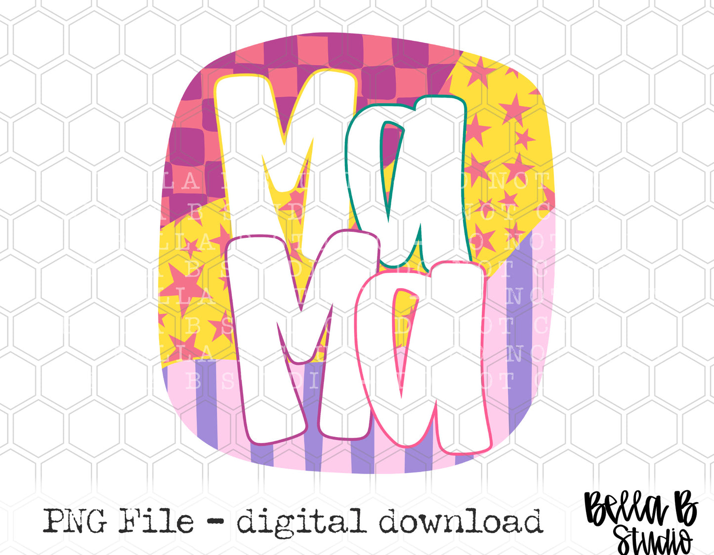 Bright Preppy Mama PNG Design