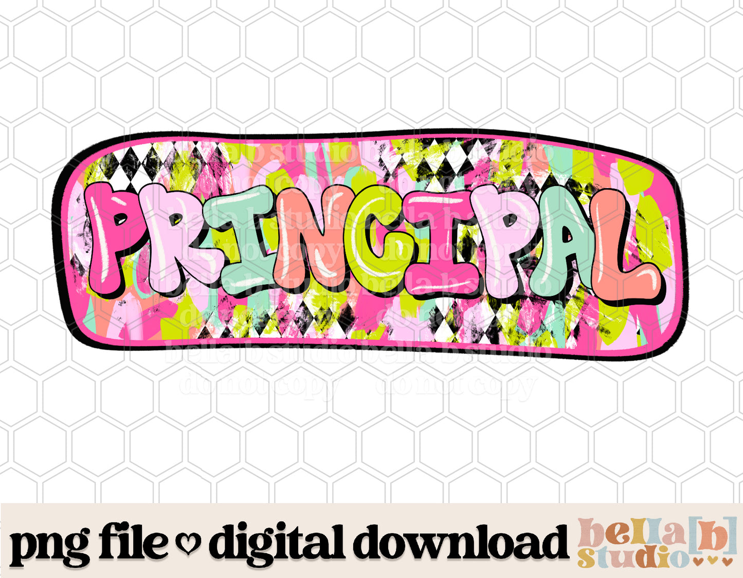 Diamond Strokes Principal Pink PNG Design