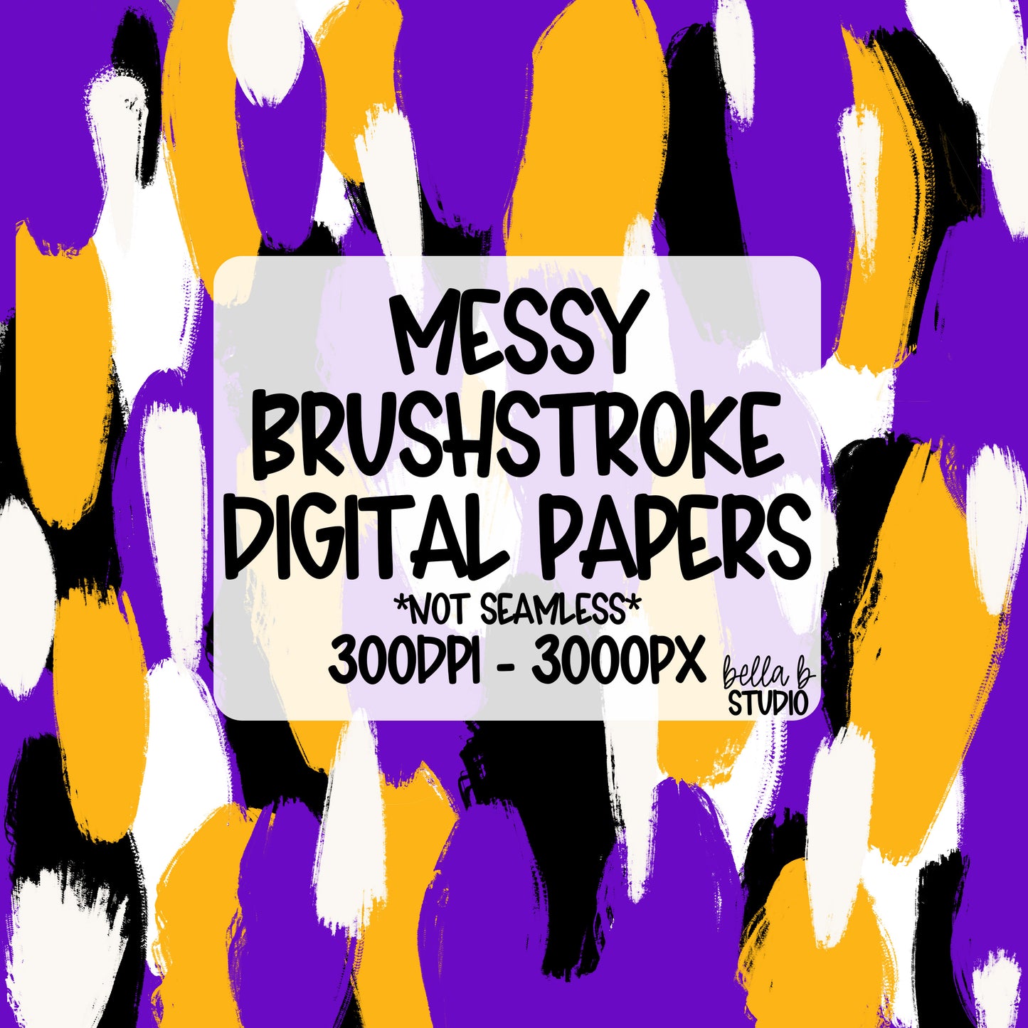 Purple and Gold Messy Brush Stroke Digital Paper PNG