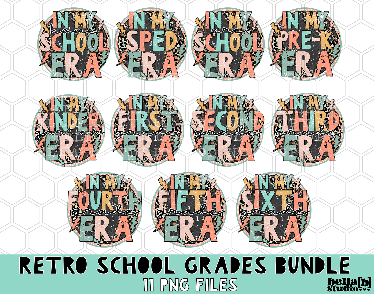 Retro Leopard Bolts School Grade ERA BUNDLE