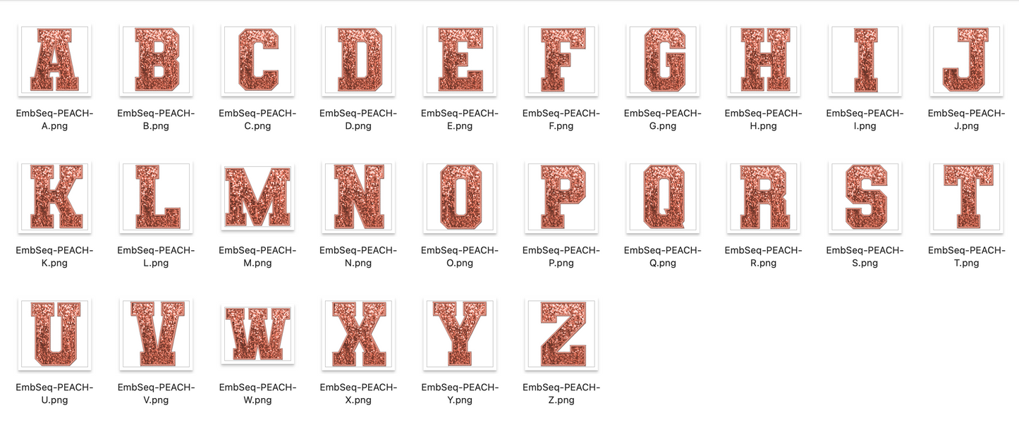 Faux Embroidered SEQUIN Alphabet Set - Peach