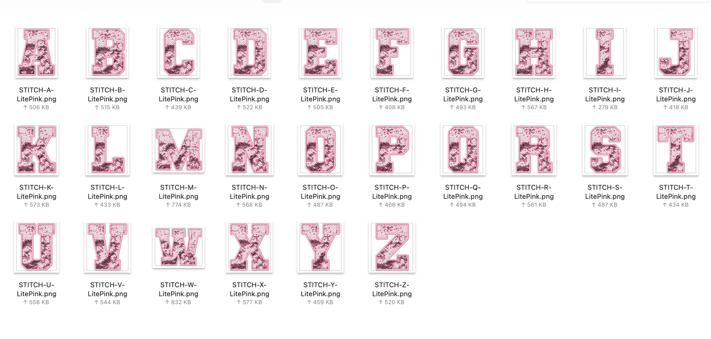 Faux Stitch SEQUIN Alphabet Set - Light Pink