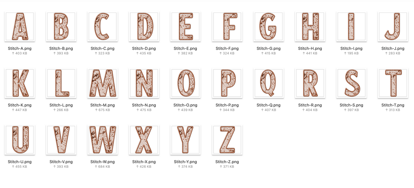 Faux Stitch SEQUIN Alphabet Set - Tan