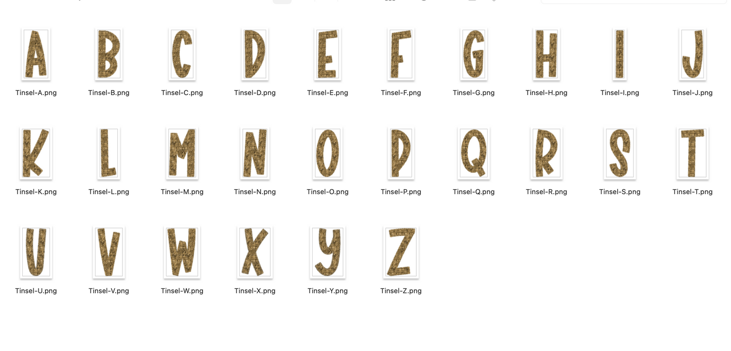 Faux Tinsel Alphabet Bundle of All 6