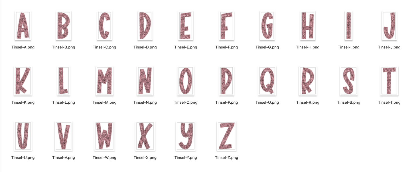 Faux Tinsel Alphabet Bundle of All 6