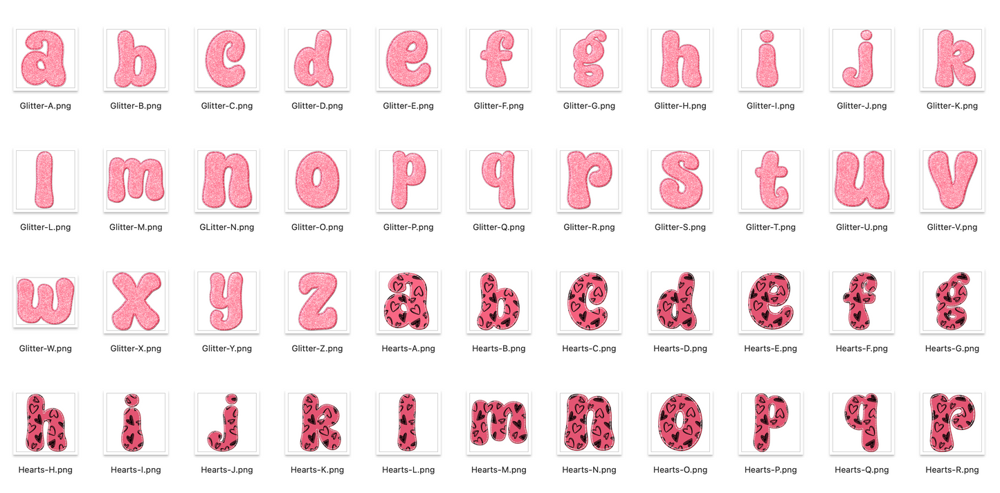 Faux Applique Valentine Alphabet Bundle of All 5