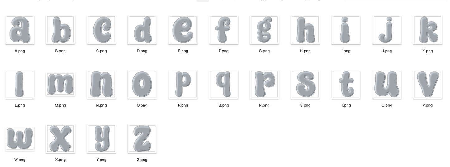 Faux Applique Neutrals Alphabet Bundle of All 5