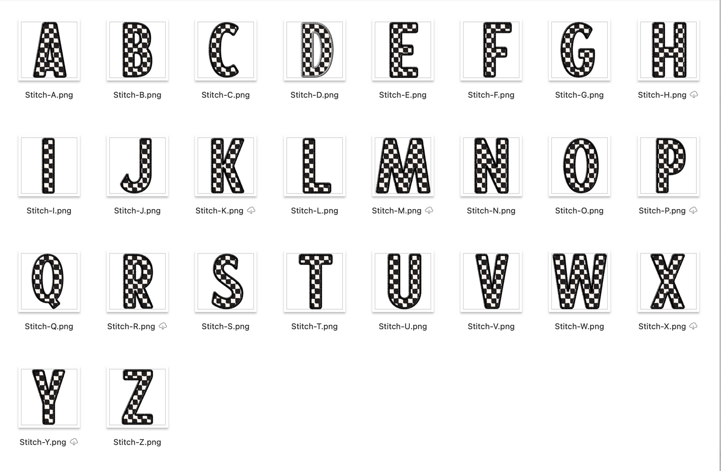Faux Stitch Alphabet Set - Checker Black