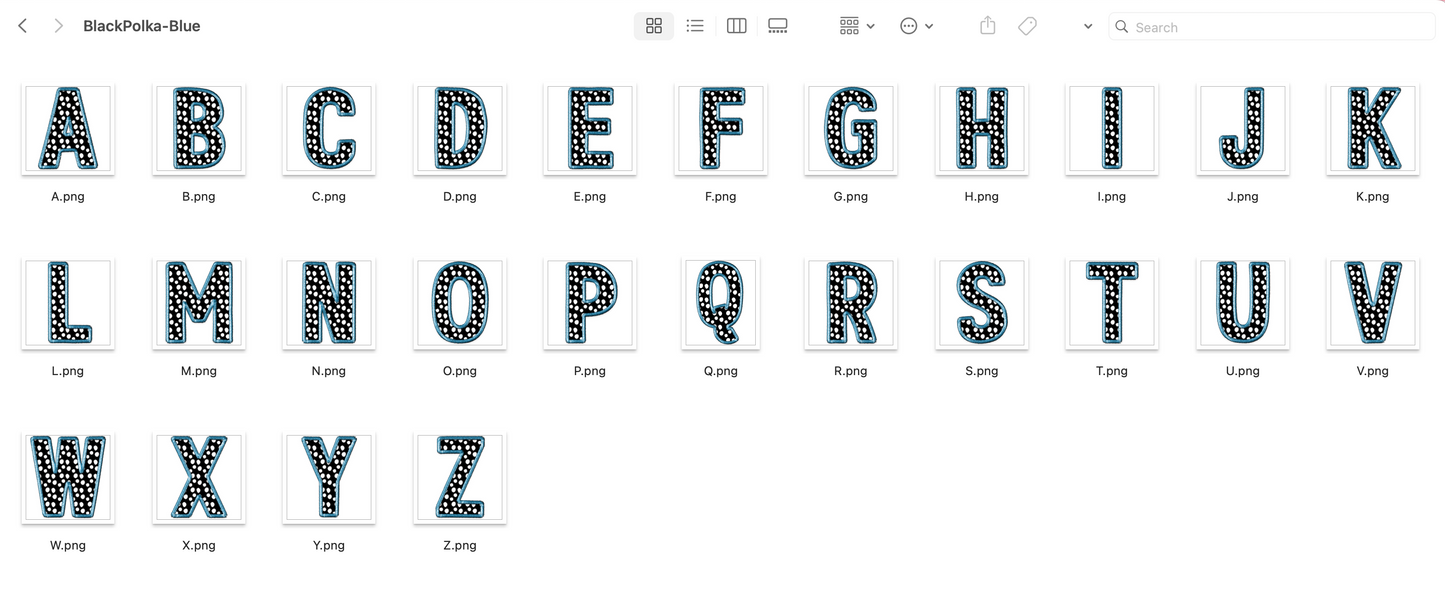 Faux Stitch Alphabet Set - Polka Dot Blue