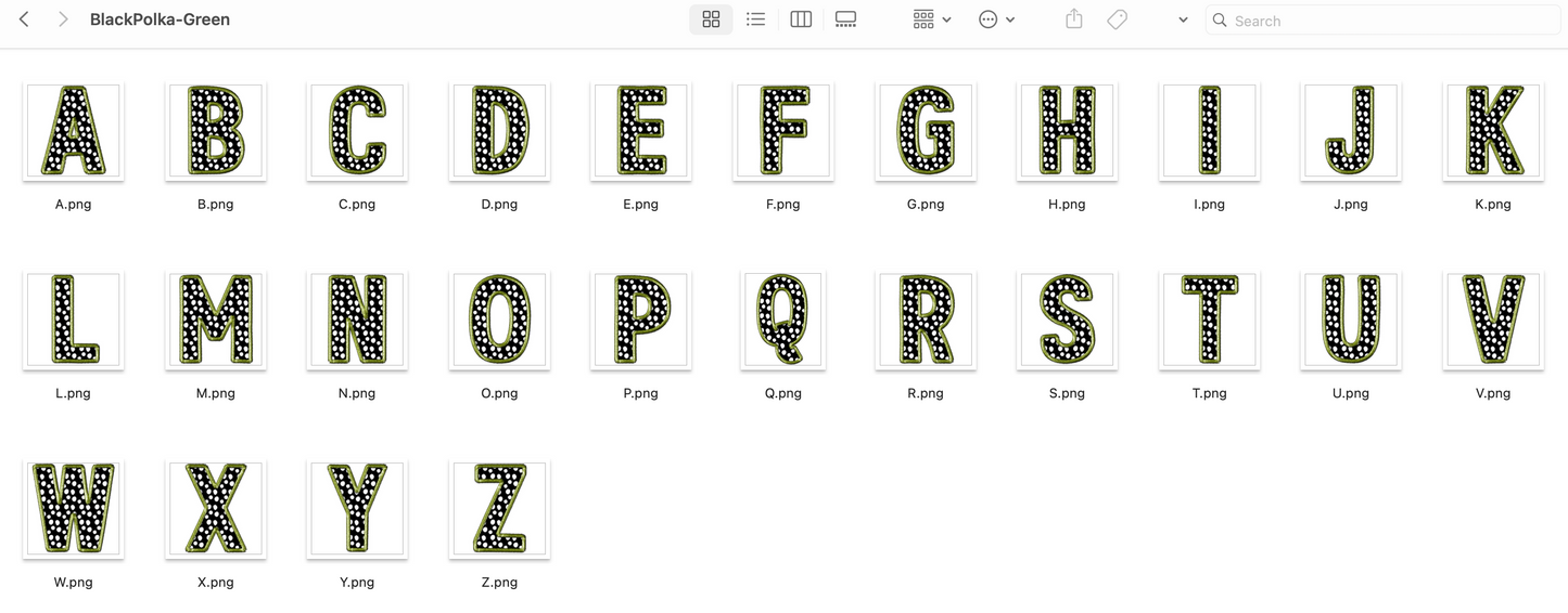 Faux Stitch Alphabet Set - Polka Dot Green