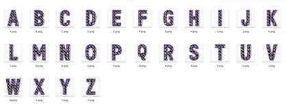 Faux Stitch Alphabet Set - Polka Dot Purple