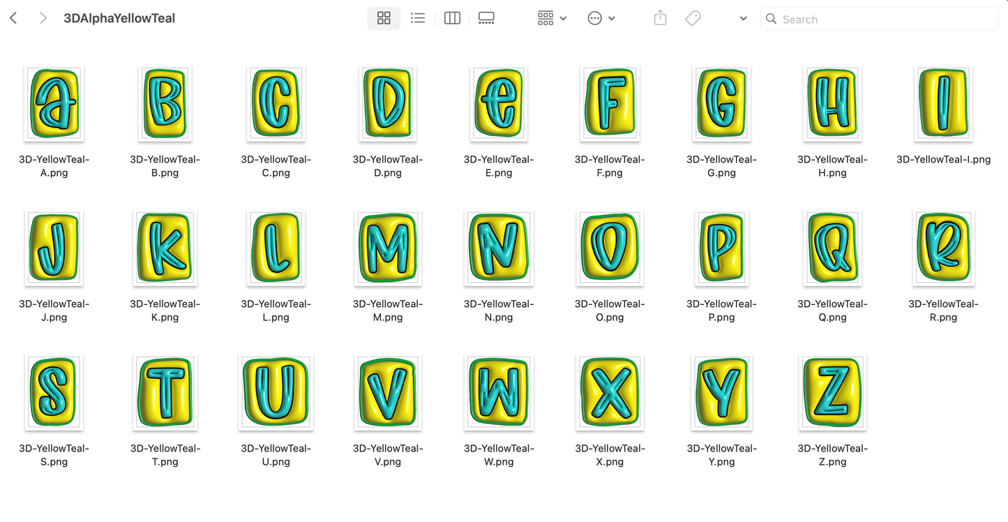 3D Inflated Alpha Bundle - Set of 10 Alphabets