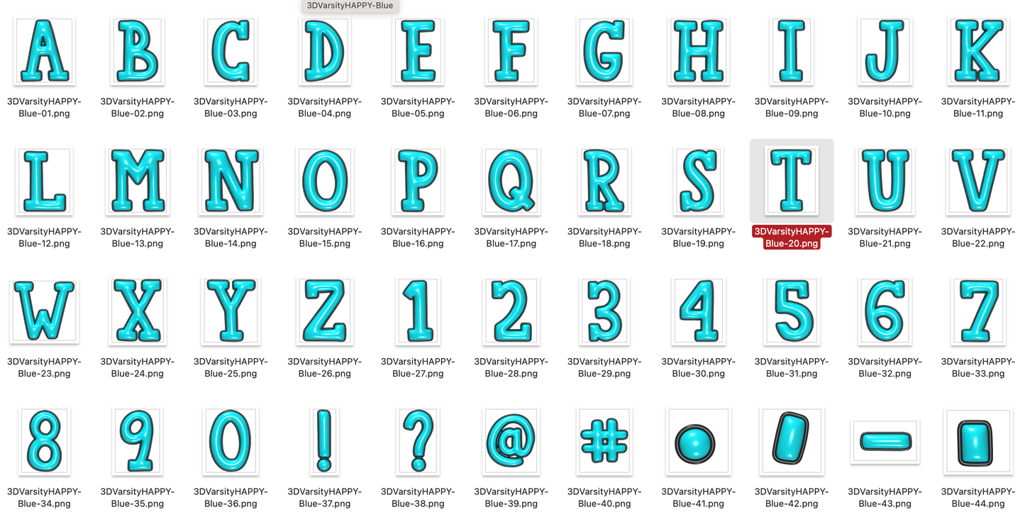 3D Inflated Varsity Happy Alpha Bundle - Set of 5 Alphabets
