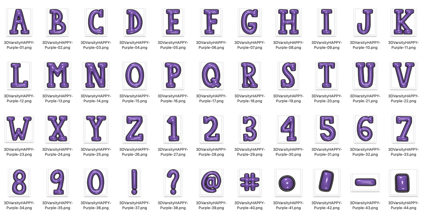3D Inflated Varsity Happy Alpha Bundle - Set of 5 Alphabets
