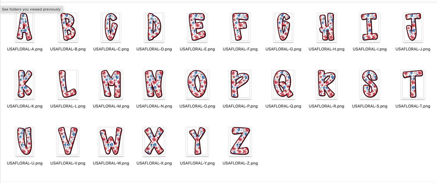 USA Doodle Alpha Floral