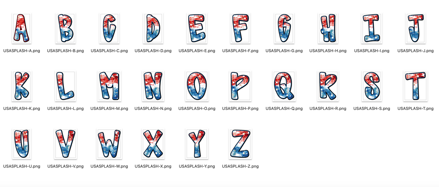 USA Doodle Alpha Bundle - Set of 5 Alphabets