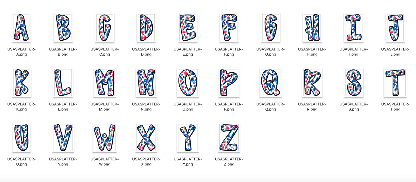 USA Doodle Alpha Splatter