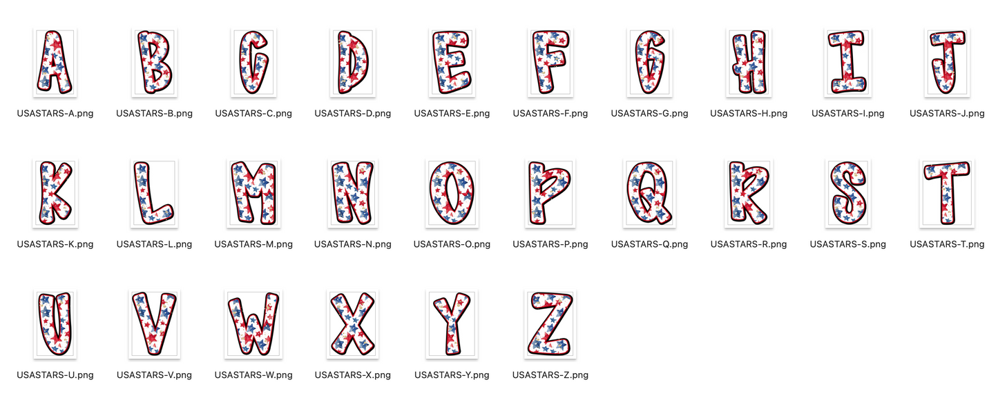 USA Doodle Alpha Stars