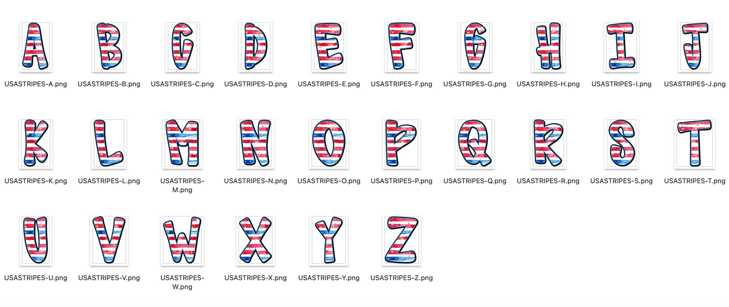 USA Doodle Alpha Bundle - Set of 5 Alphabets