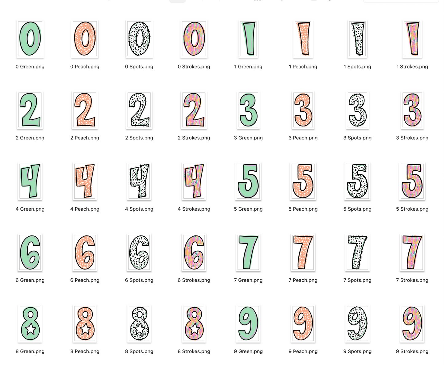 Dalmatian + Strokes Pastel Doodle Alpha Bundle - Set of 4 Alphabets