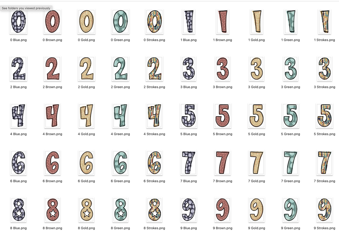 Fall Strokes Doodle Alpha Bundle - Set of 5 Alphabets