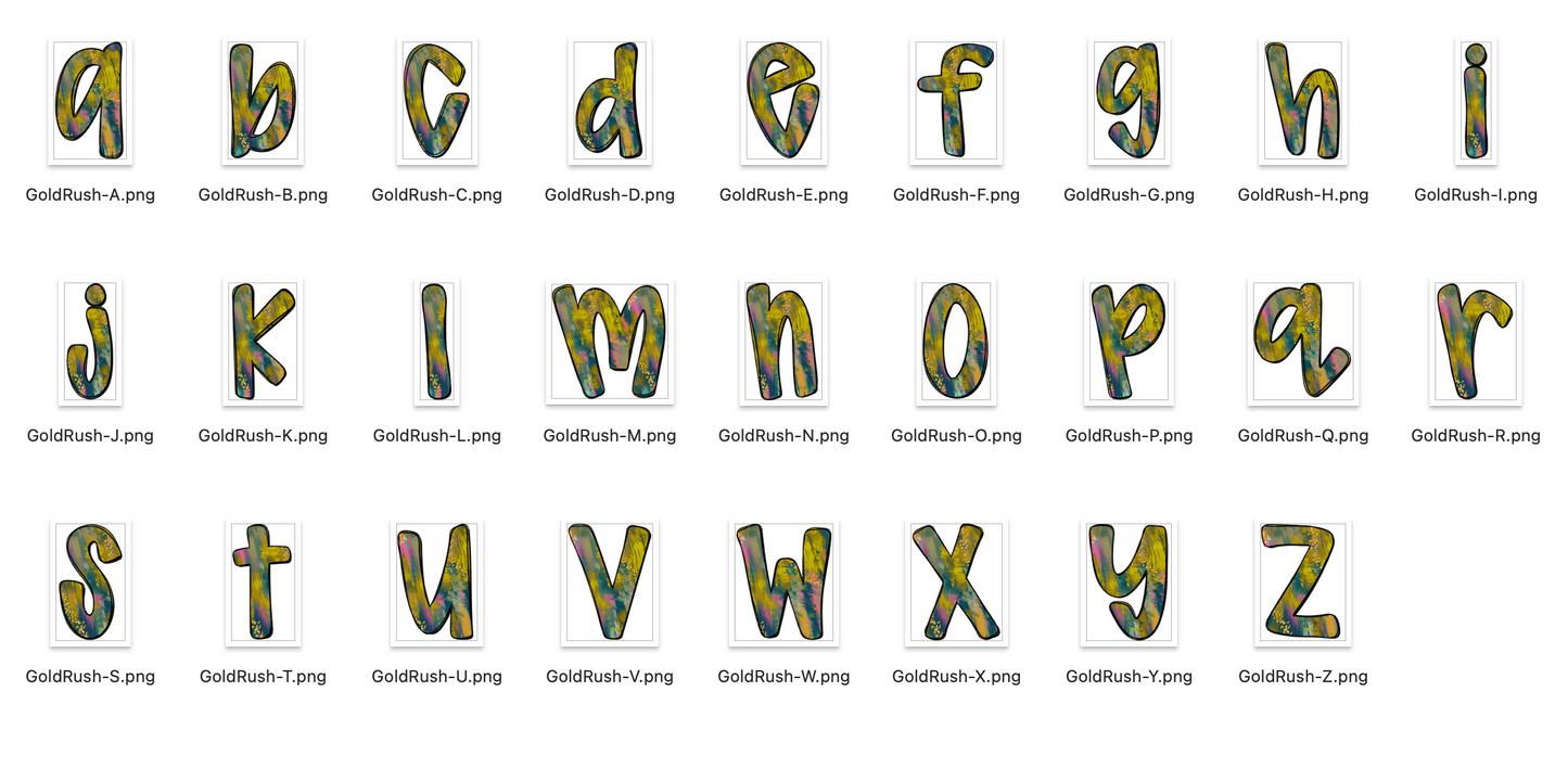 Gold Rush Doodle Alpha Set