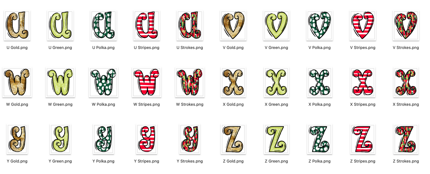 Christmas Doodle Alpha Bundle - Set of 5 Alphabets