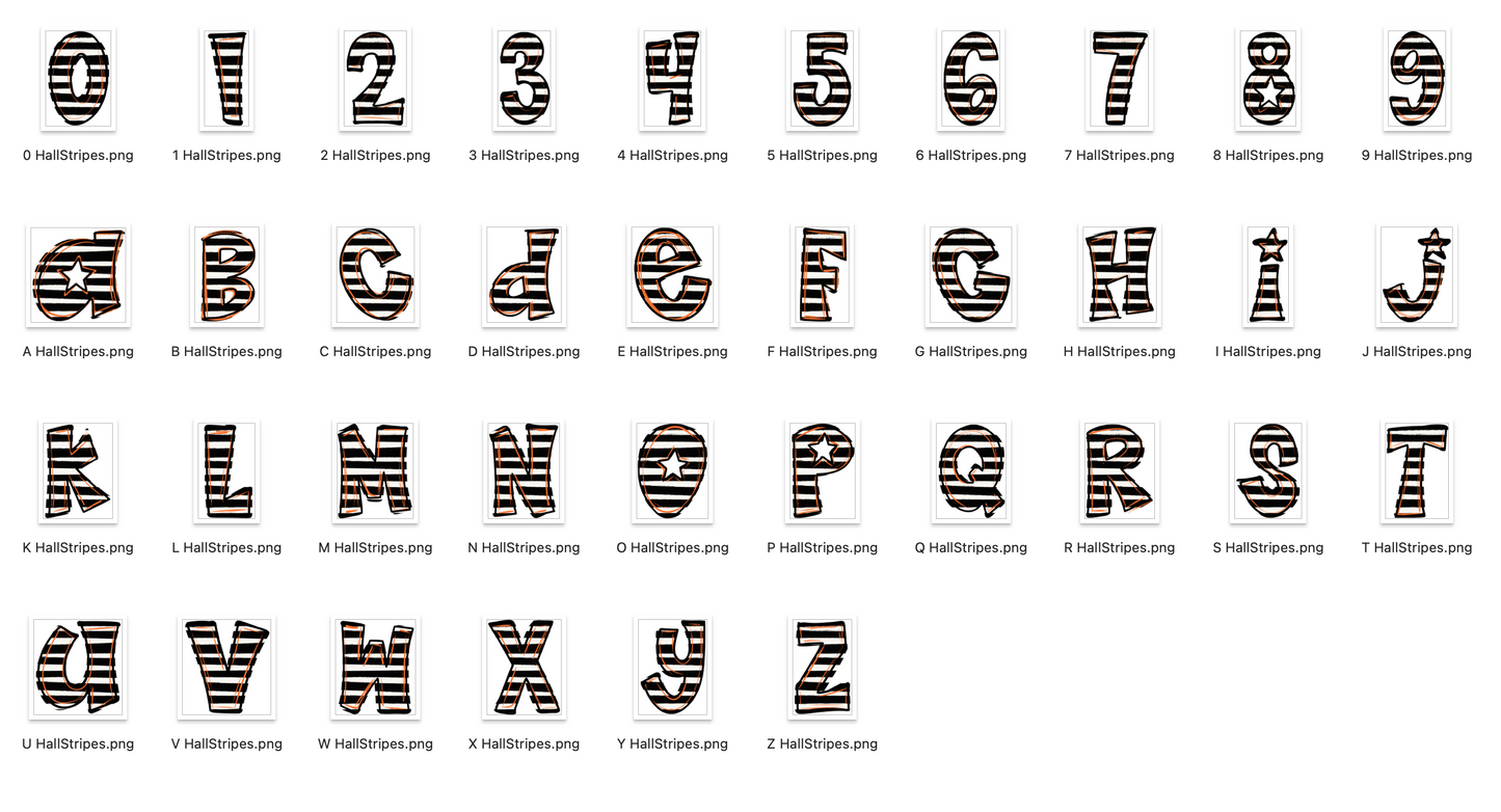 Halloween Strokes Doodle Alpha Bundle - Set of 5 Alphabets