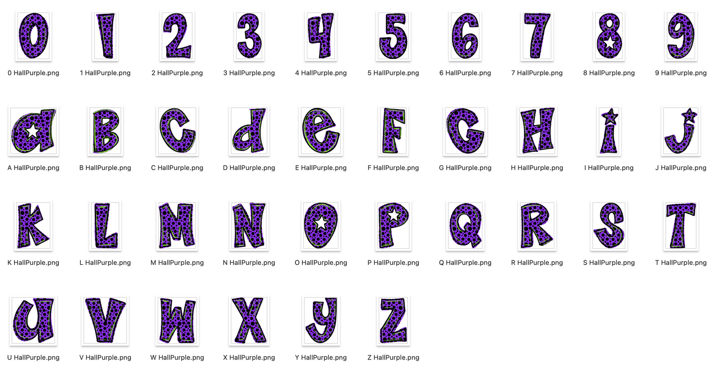 Halloween Strokes Doodle Alpha Bundle - Set of 5 Alphabets
