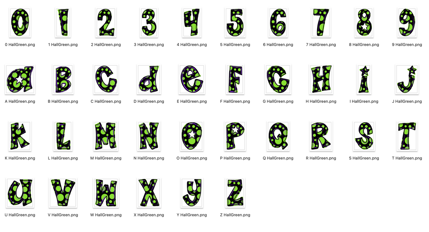 Halloween Strokes Doodle Alpha Bundle - Set of 5 Alphabets