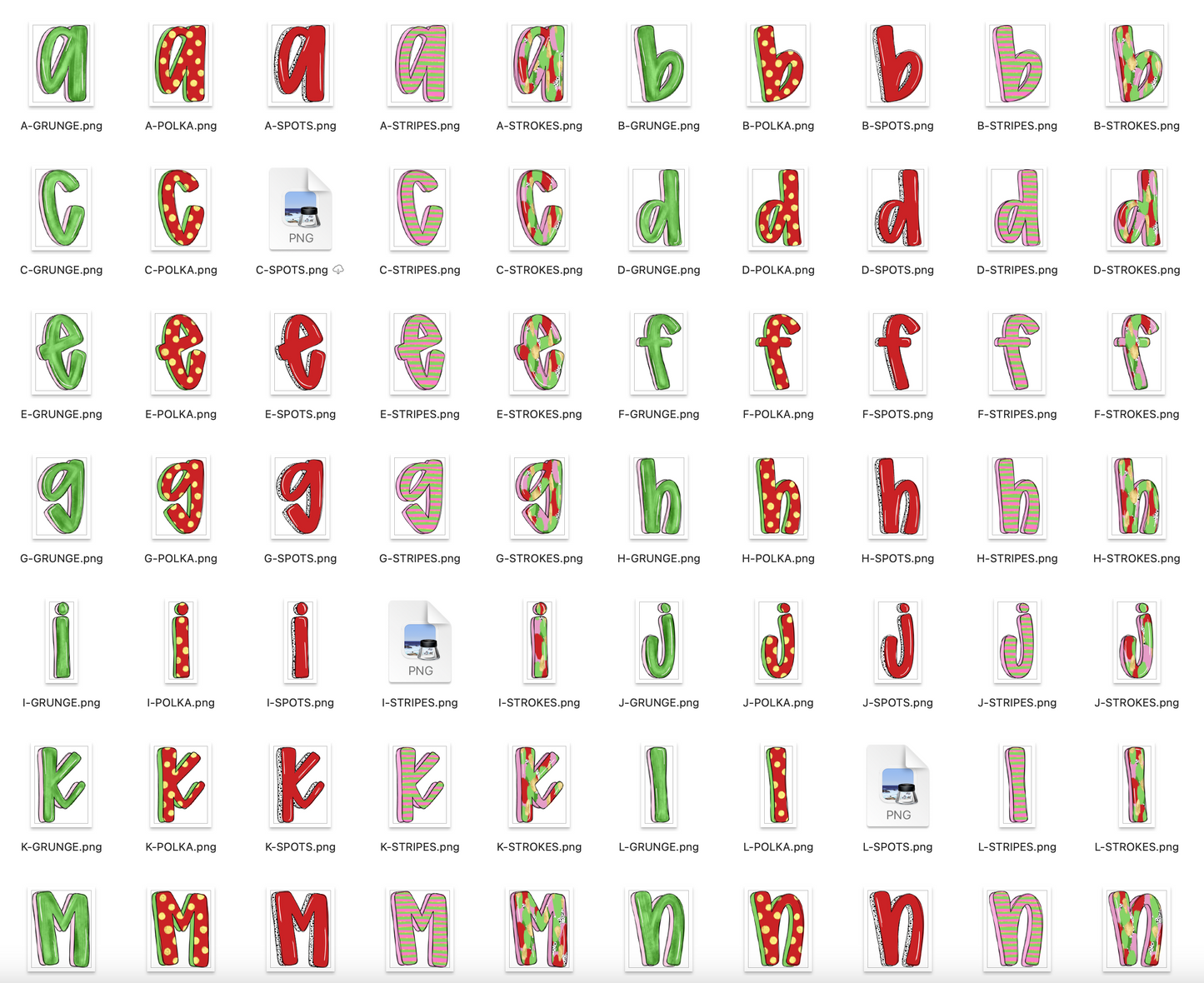 Christmas Doodle Alpha Bundle - Set of 5 Alphabets