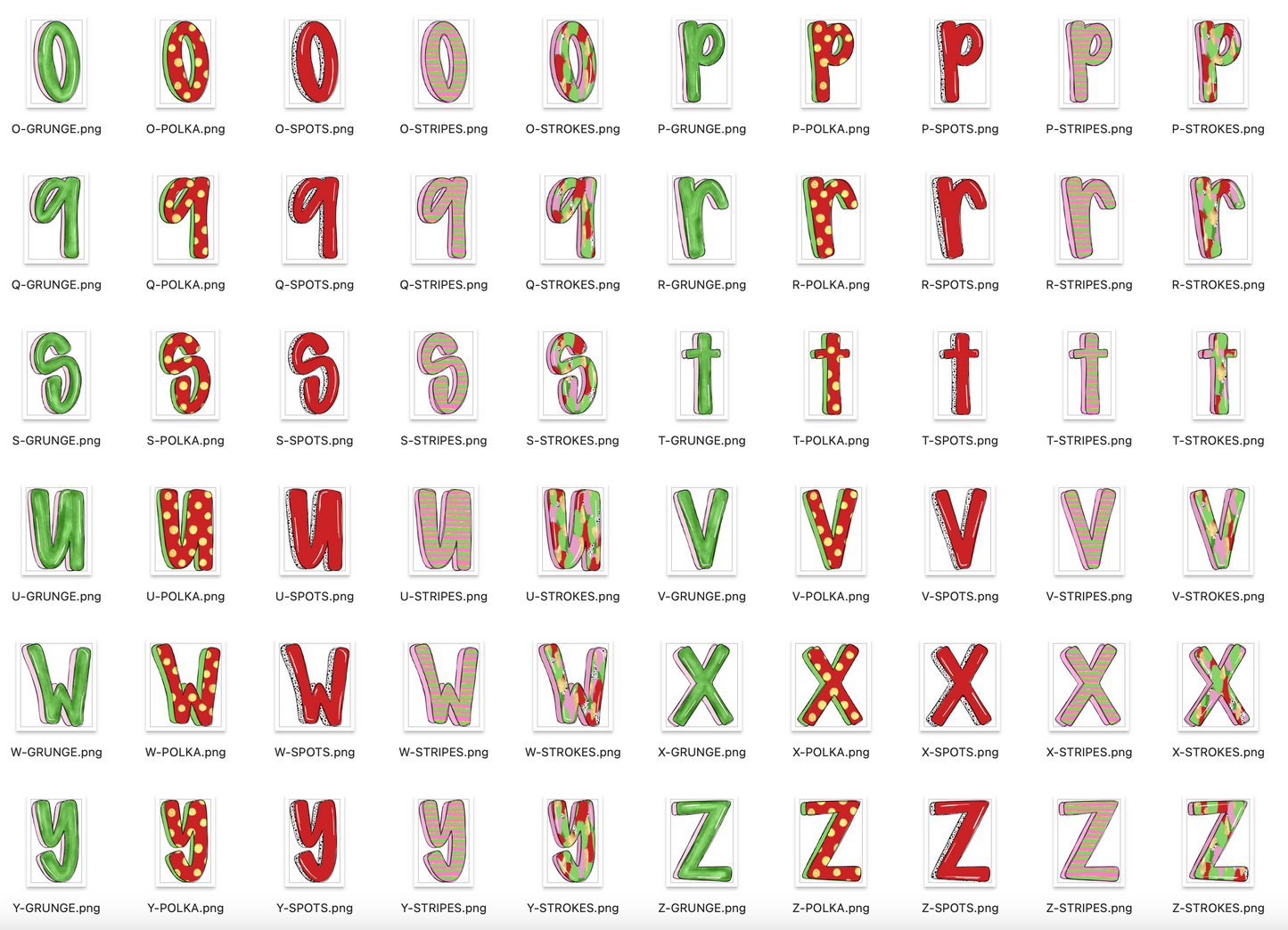 Christmas Doodle Alpha Bundle - Set of 5 Alphabets