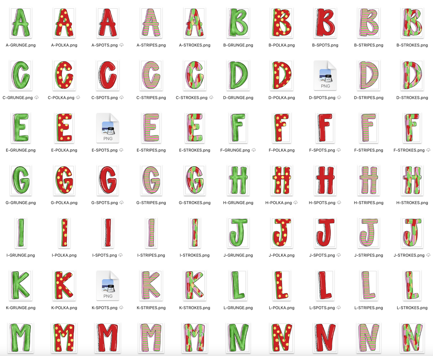 Christmas Doodle Alpha Bundle - Set of 5 Alphabets