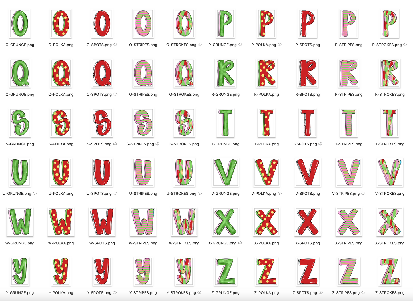 Christmas Doodle Alpha Bundle - Set of 5 Alphabets