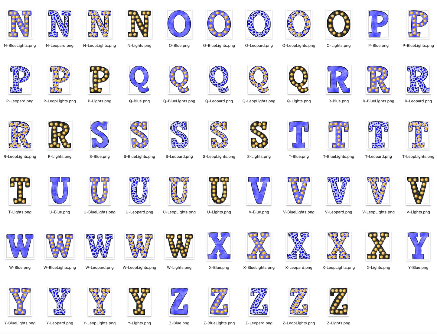 Blue Spirit Marquee Varsity Alpha Bundle - Set of 5 Alphabets