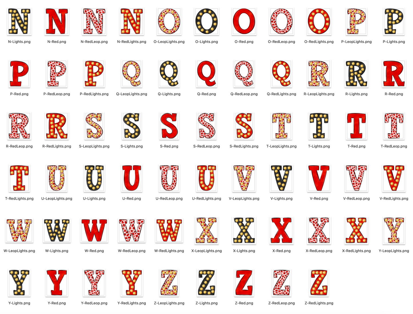 Red Spirit Marquee Varsity Alpha Bundle - Set of 5 Alphabets