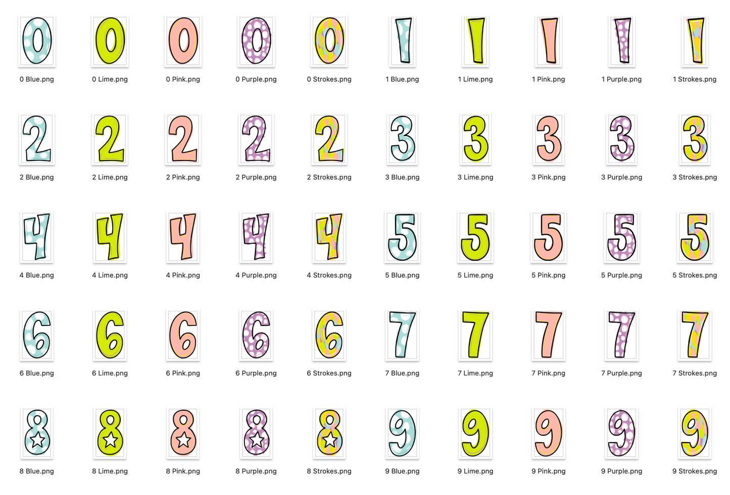 Spring Strokes Doodle Alpha Bundle - Set of 5 Alphabets