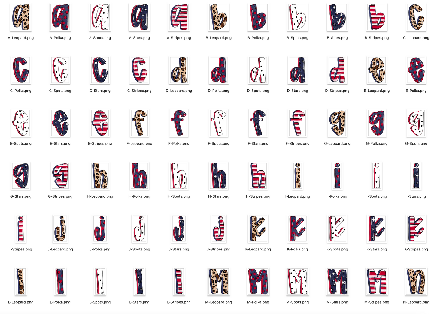 Merica Doodle Alpha Bundle - Set of 5 Alphabets