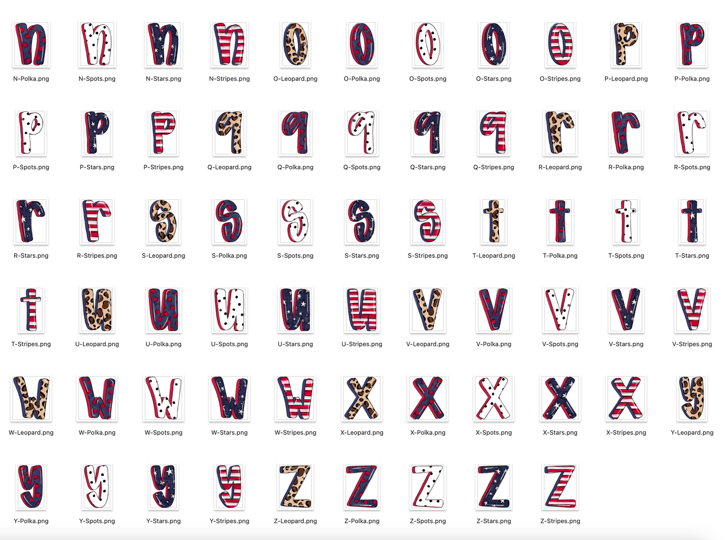 Merica Doodle Alpha Bundle - Set of 5 Alphabets