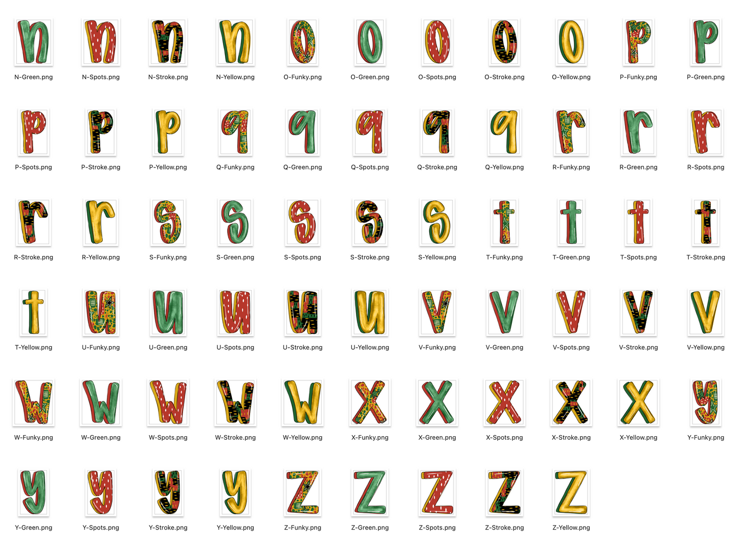 Juneteenth Doodle Alpha Bundle - Set of 5 Alphabets