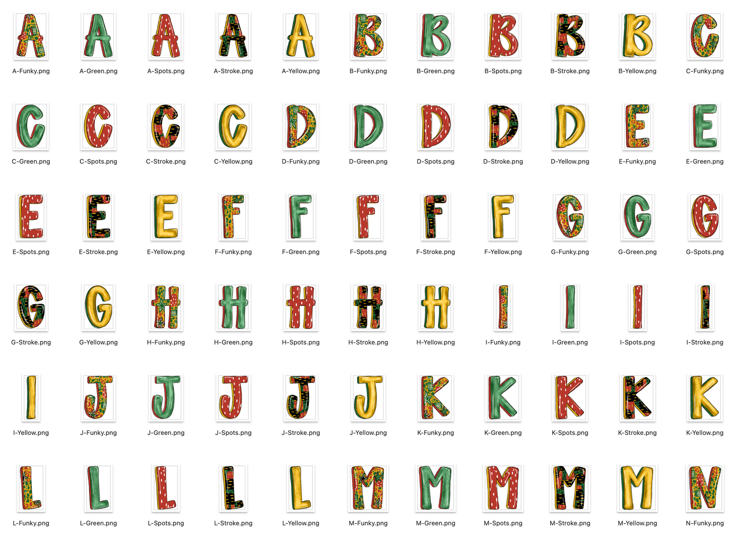 Juneteenth Doodle Alpha Bundle - Set of 5 Alphabets