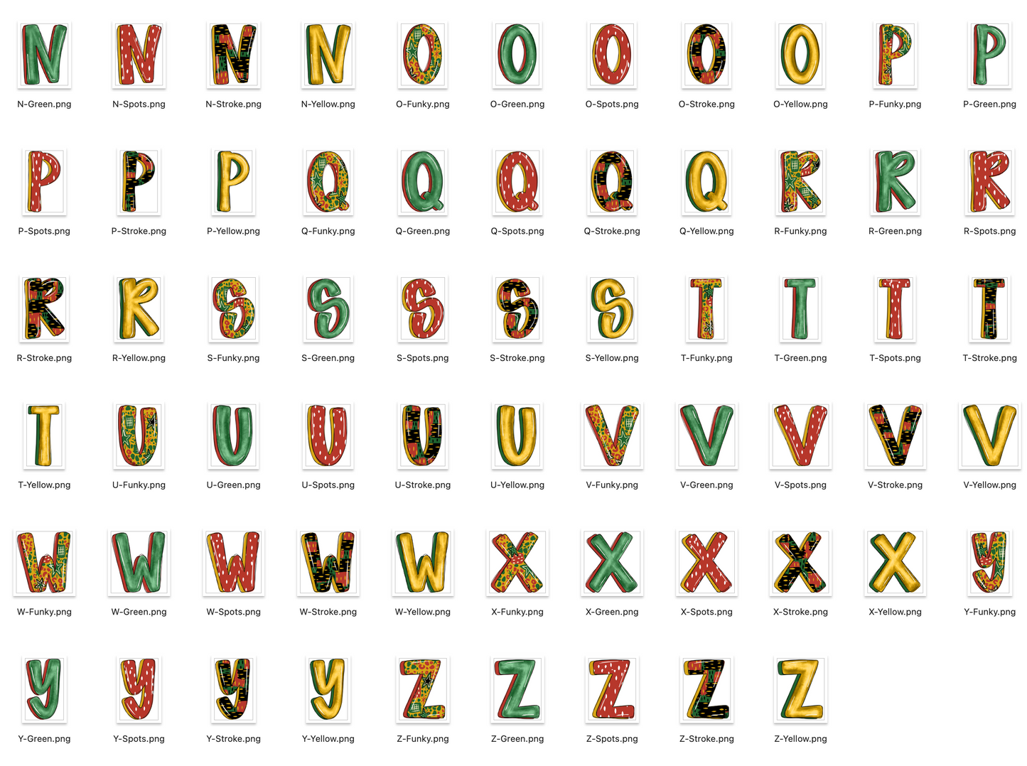 Juneteenth Doodle Alpha Bundle - Set of 5 Alphabets