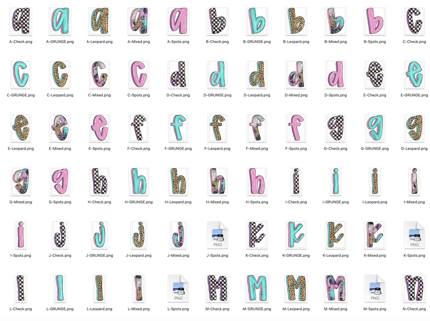 Funky Grunge Doodle Alpha Bundle - Set of 5 Alphabets