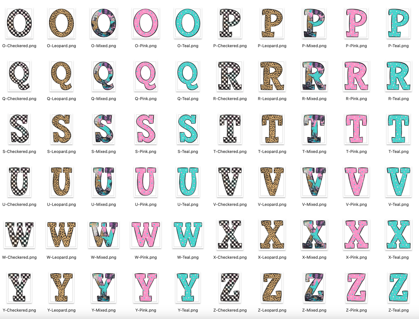 Funky Grunge Varsity Alpha Bundle - Set of 5 Alphabets