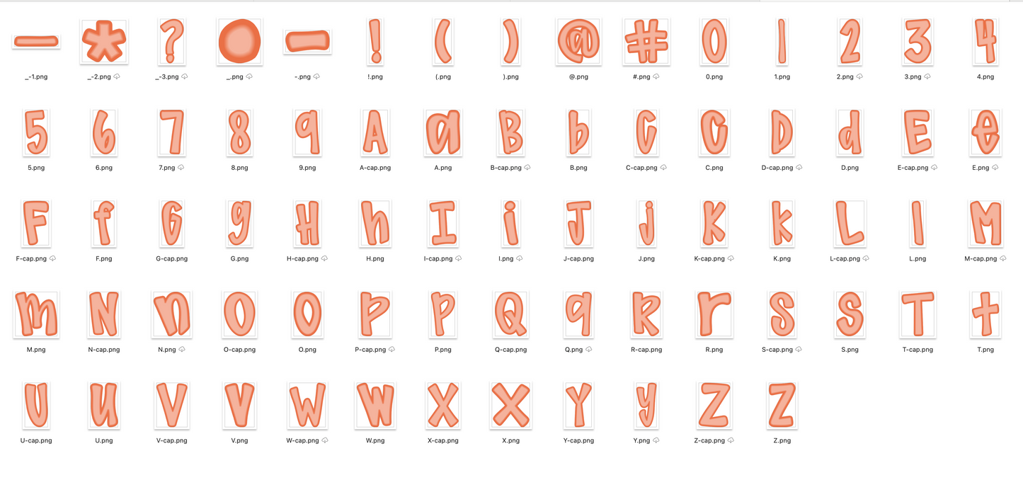 Neon AUTUMN Doodle Alpha Bundle - Set of 6 Alphabets